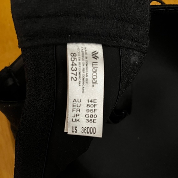 Wacoal wireless convertible bra, black, 36DDD, removable/adjustable straps, NWT - Picture 5 of 7
